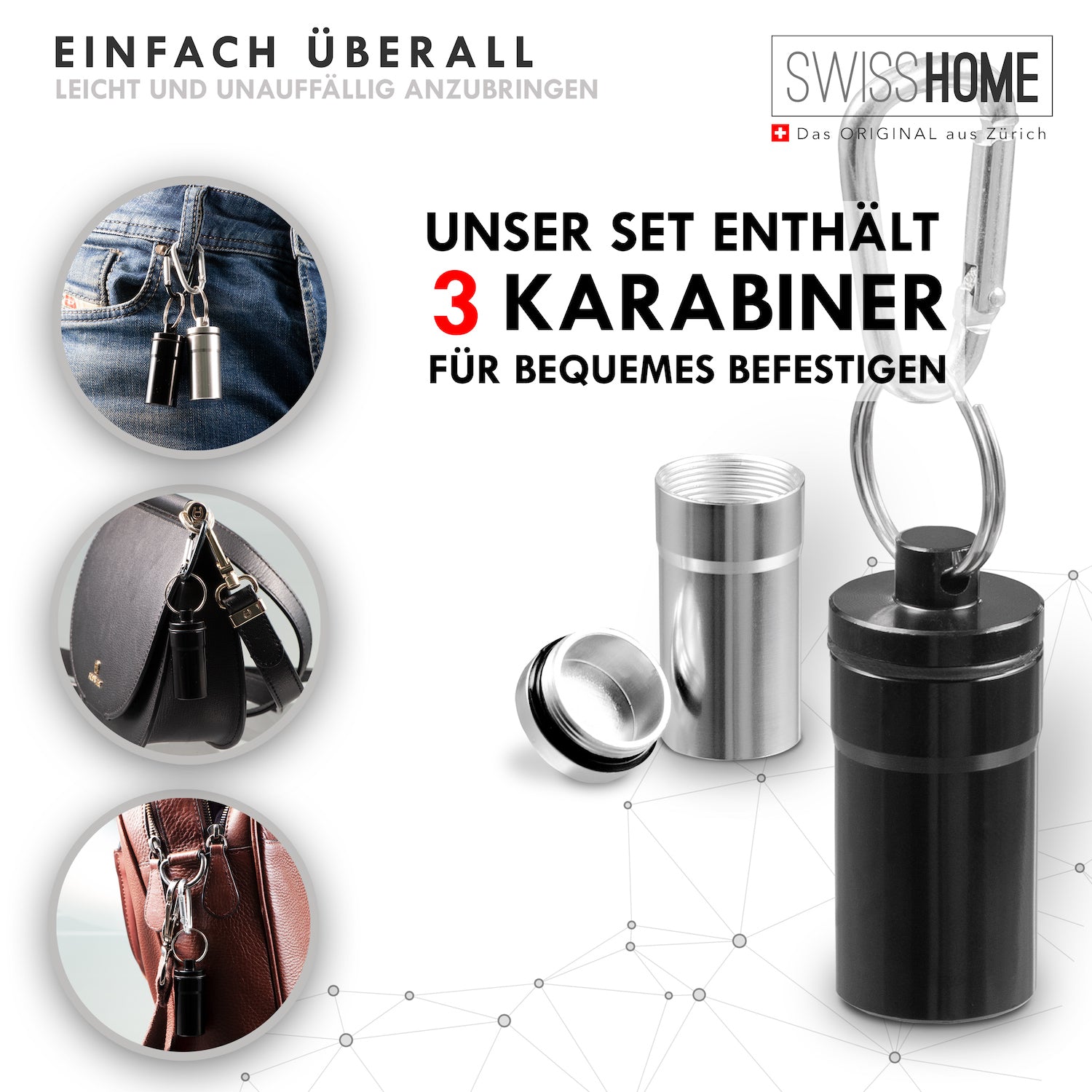 SWISSHOME® - Geruchsdichter XL Aschenbecher mit Deckel - 2 in 1 - für  Drinnen & Draußen aus Edelstahl in Premium Geschenkbox