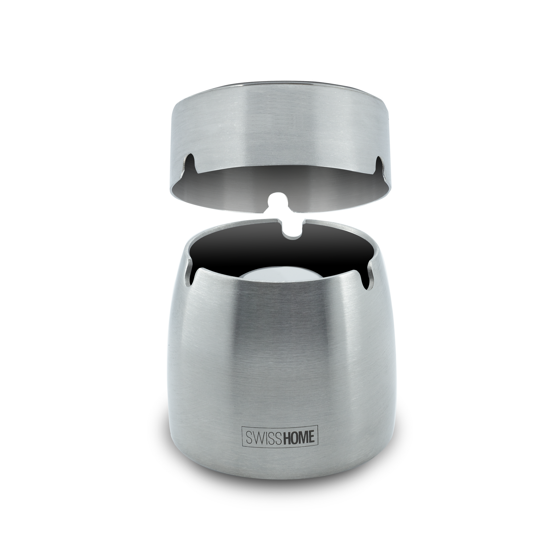 SWISSHOME® - Geruchsdichter XL Aschenbecher mit Deckel - 2 in 1 - für  Drinnen & Draußen aus Edelstahl in Premium Geschenkbox